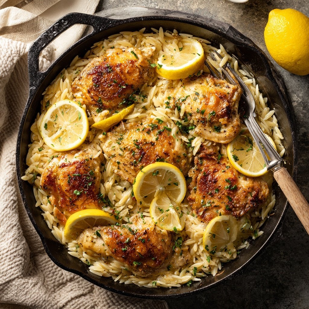 Skillet Lemon Chicken With Orzo