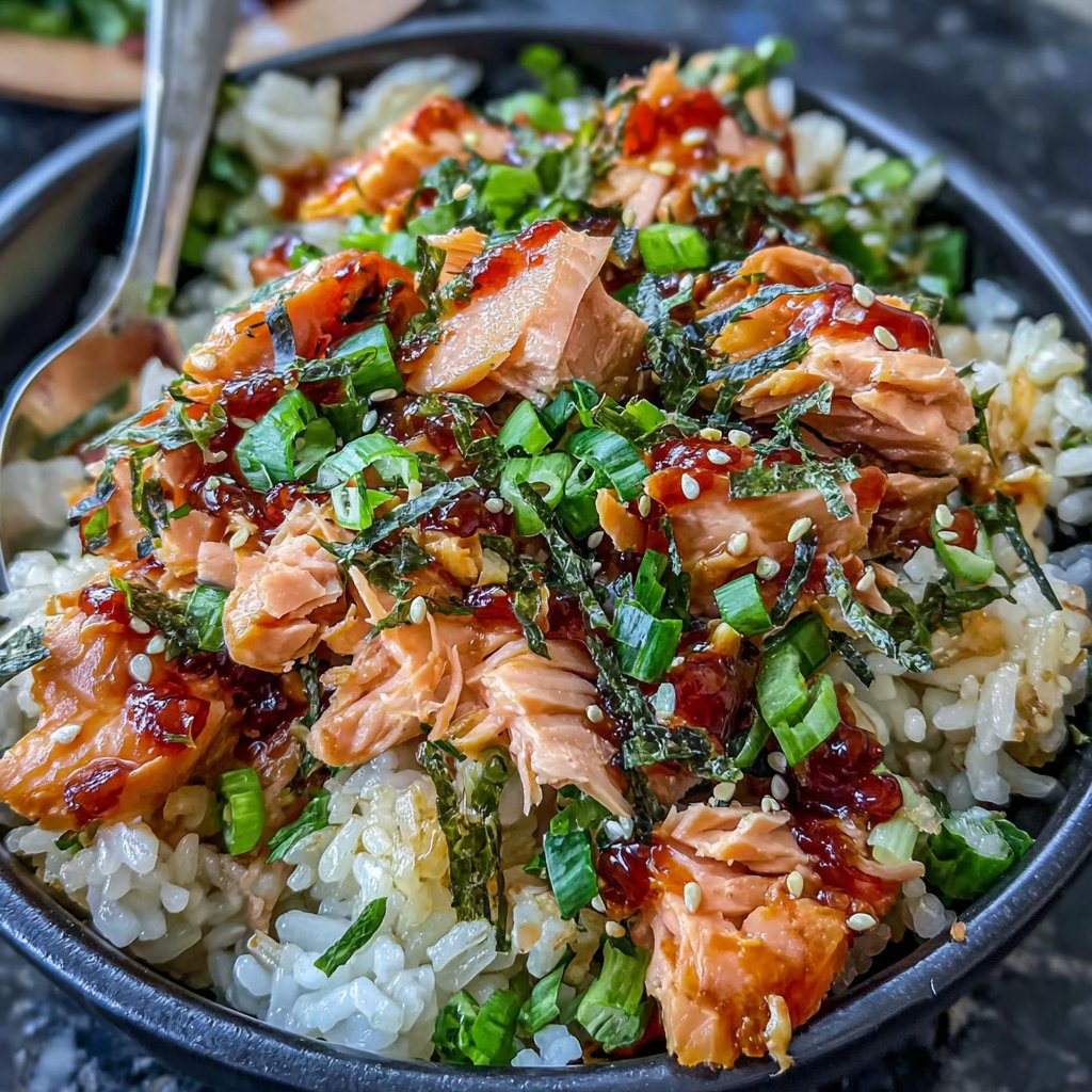High Protein Salmon Rice Bowl