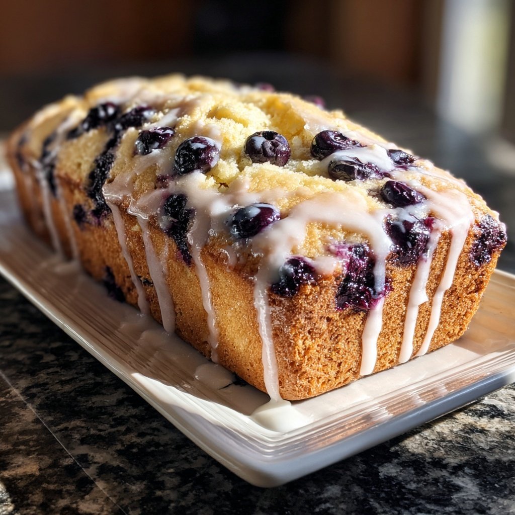 Blueberry Lemon Loaf With Glaze