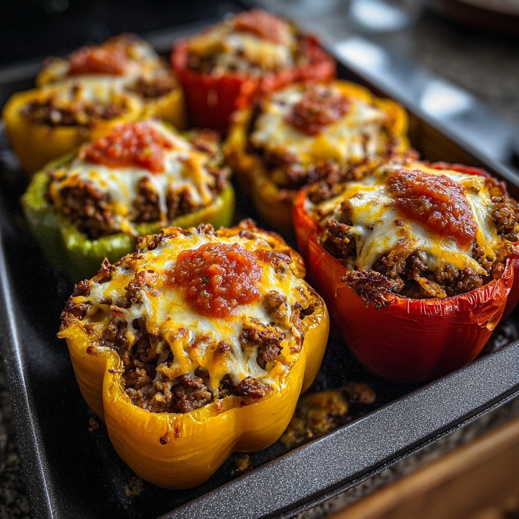 Ground Beef And Cheese Stuffed Peppers