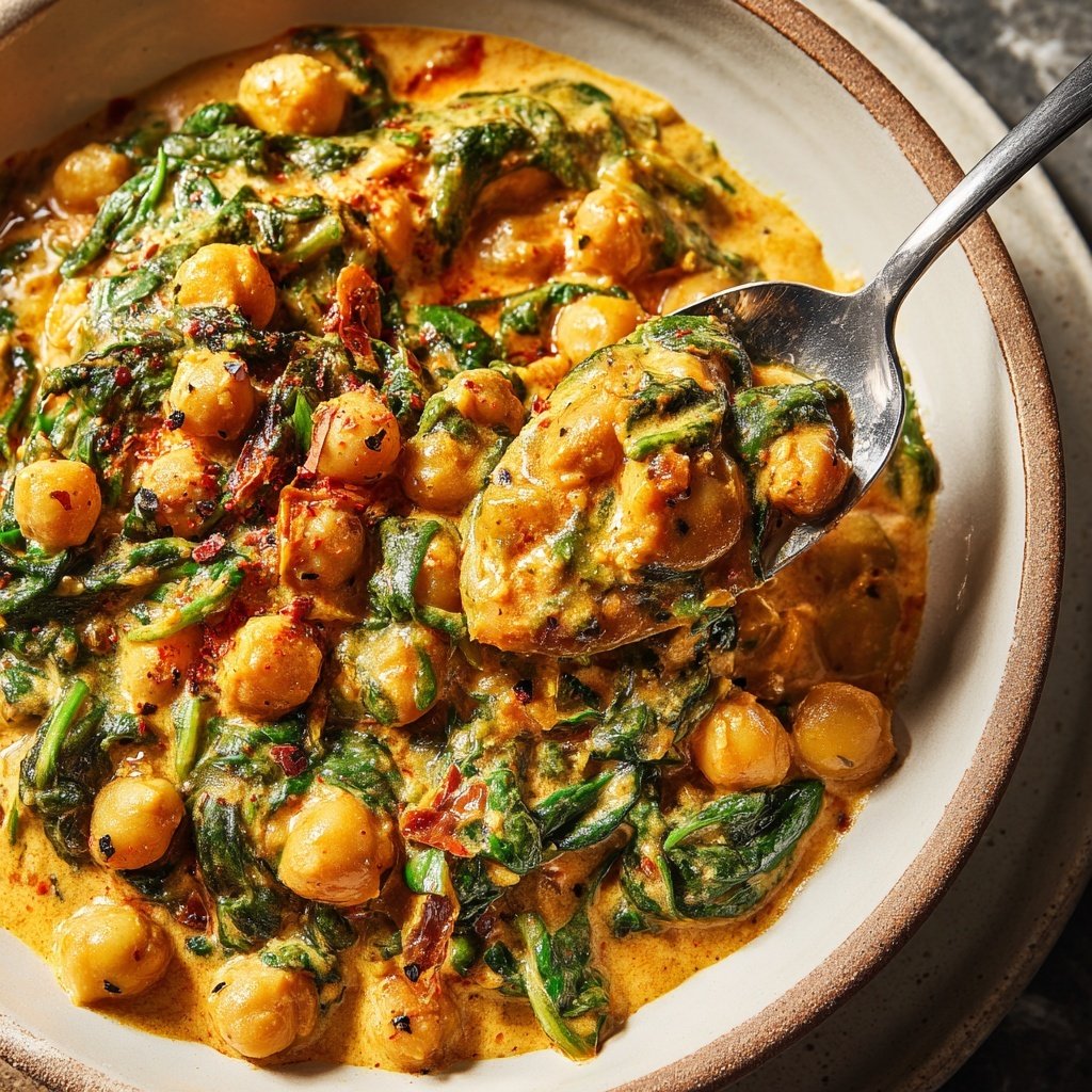Healthy Dinner Chickpea Spinach Curry