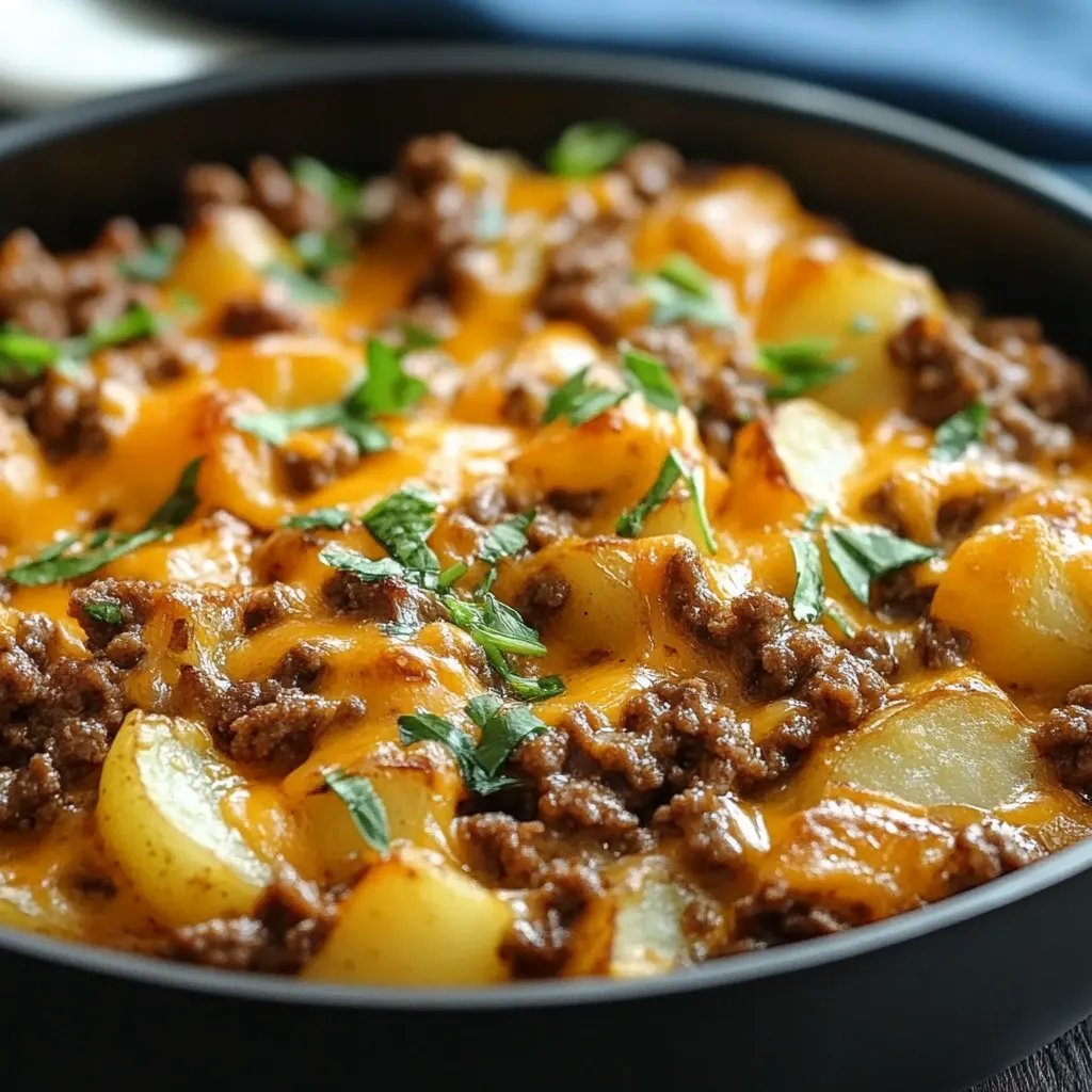 Cheesy Ground Beef & Potato Casserole (One-Pan Dinner!)